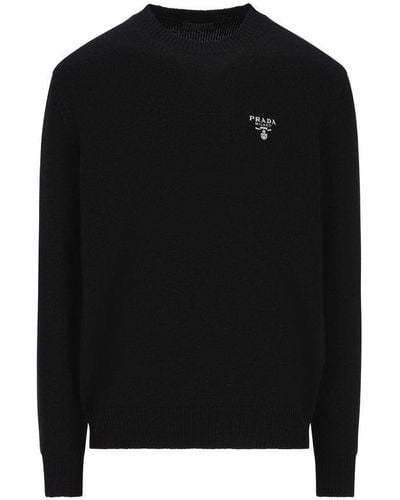 Prada Embroidered Wool Sweater - Black