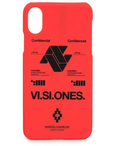Marcelo Burlon Logo Printed Iphone X Case - Red