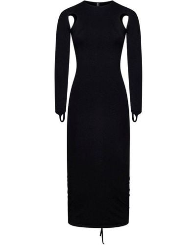 ANDREA ADAMO Drawstring Hem Cut Out Midi Dress - Black