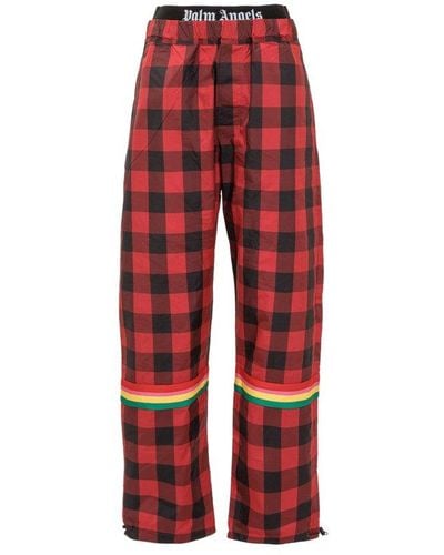 Palm Angels Trousers With Print - Red