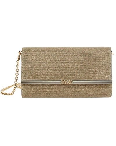 Michael Kors Mona Large Glitter Chain Mesh Clutch Bag - Grey