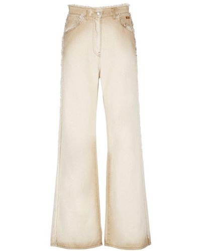 MSGM Ombré-printed Frayed Edges Trousers - Natural
