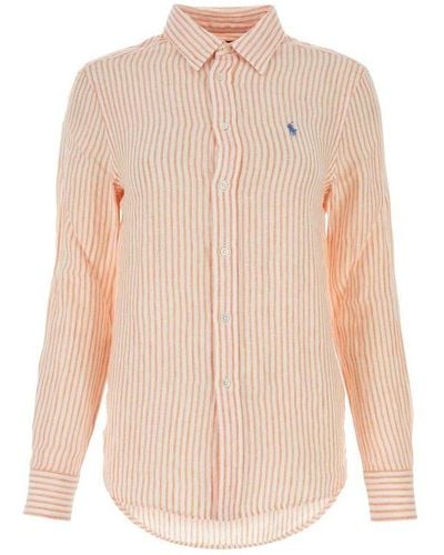 Polo Ralph Lauren Pony Embroidered Striped Long-sleeved Shirt - White