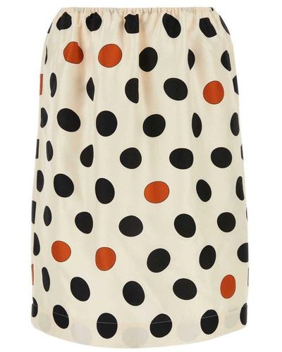 Bottega Veneta Rear Slit Polka Dot Printed Skirt - Multicolour