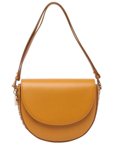 Stella McCartney Flap Foldover Top Medium Shoulder Bag - Orange