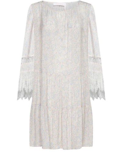 See By Chloé Lace-detail Print Viscose Dress - White