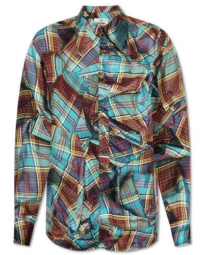 Vivienne Westwood Chequered Long Sleeved Shirt - Blue
