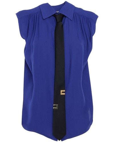 Elisabetta Franchi Sleeveless Detachable Tie Blouse - Blue