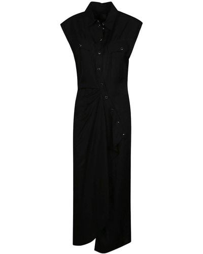 Pinko Sleeveless Draped Midi Dress - Black