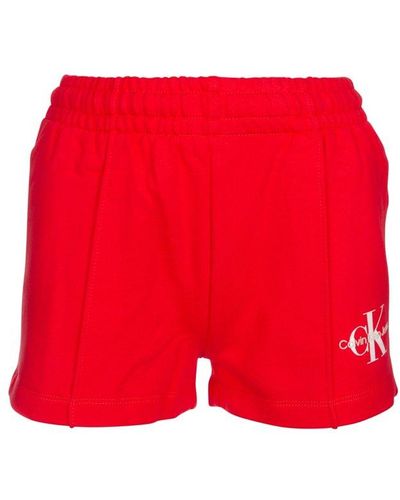 Calvin Klein Logo Printed Track Shorts - Red