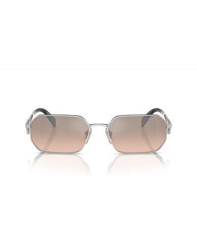 Prada Pr A51s Irregular-frame Metal Sunglasses - Metallic