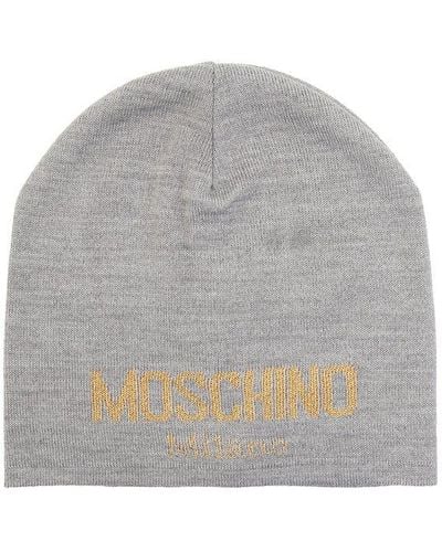 Moschino Logo Detailed Knit Beanie - Grey
