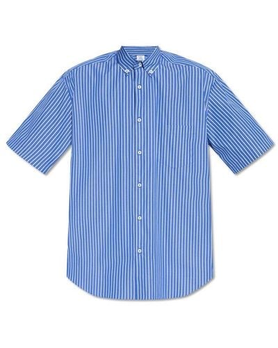 Vetements Stripe Detailed Short Sleeved Shirt - Blue