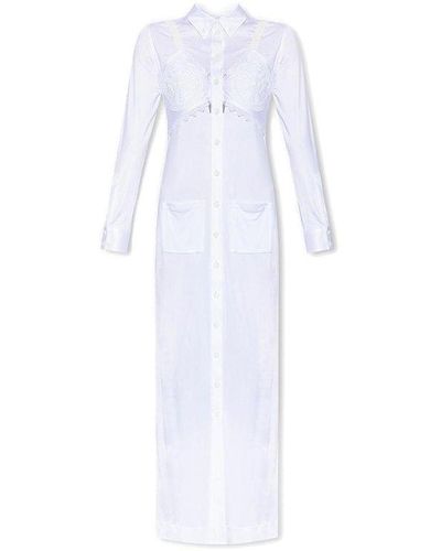 Burberry Long-sleeved Button-up Dress - White