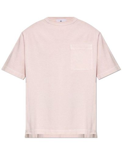 Stone Island T-shirt With Pocket, - Pink
