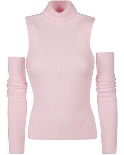 Blumarine Cut Out Turtleneck Sweater - Pink