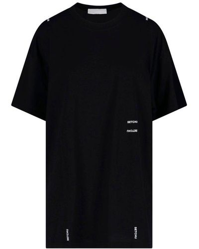 Setchu Logo Printed Crewneck T-shirt - Black