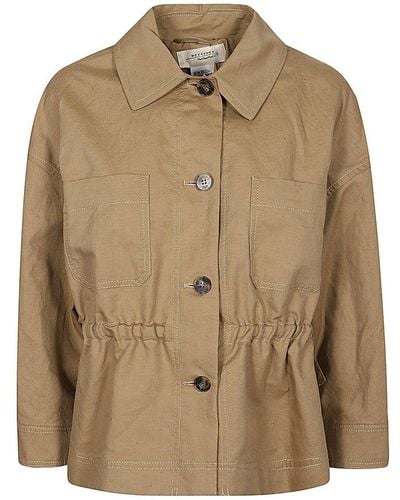 Weekend by Maxmara Buttoned Long-sleeved Shirt Jacket - Brown