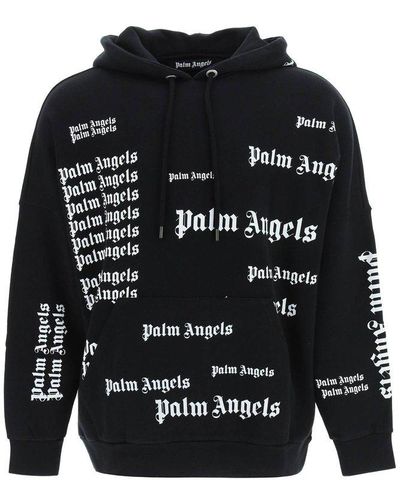 Palm Angels Multi Logo Oversized Hoody - Black