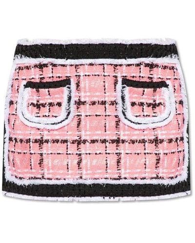 DSquared² Check Patterned Tweed Skirt - Red