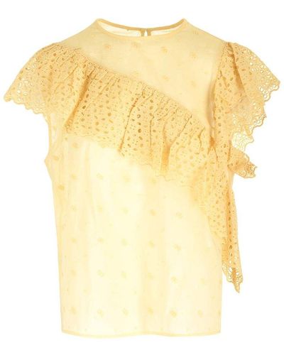 Isabel Marant Broderie Anglaise Sorani Top - Yellow