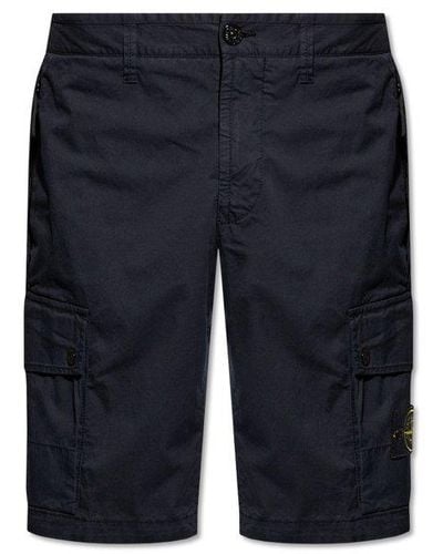 Stone Island Patched Shorts, - Blue