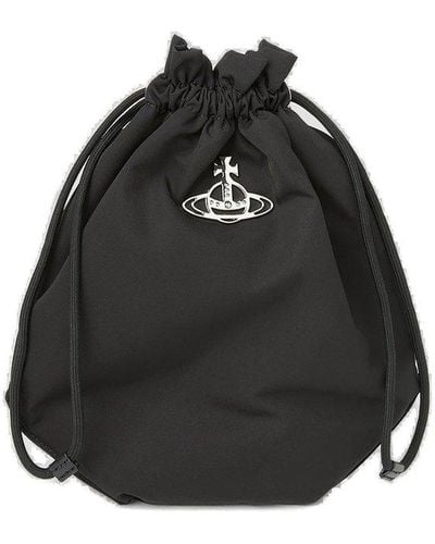 Vivienne Westwood Logo-plaque Drawstring Pouch Bag - Black