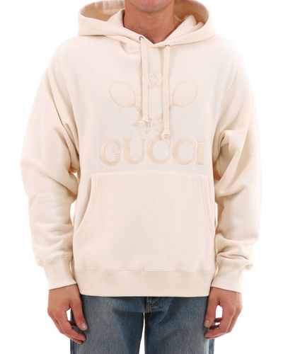 Gucci Tennis Logo Hooded Sweatshirt - White