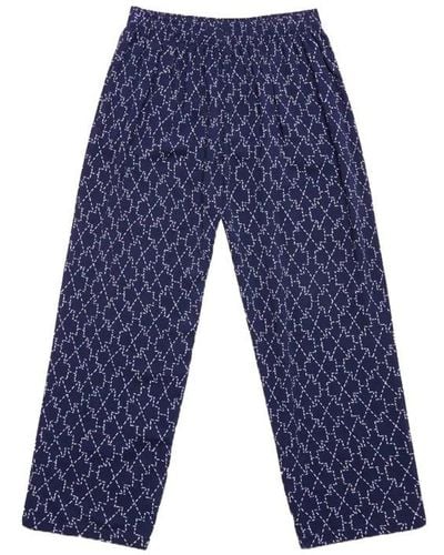 Marcelo Burlon Stitch Cross Printed Mid-rise Trousers - Blue