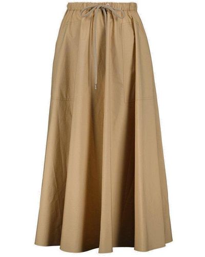 Moncler Elastic Waistband Flared Midi Skirt - Natural
