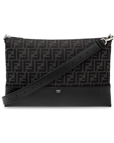 Fendi Ff Motif Medium Clutch Bag - Black