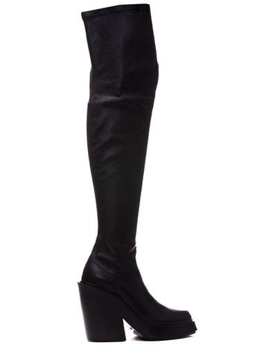 Vic Matié Pointed Toe High Block Heel Boots - Black