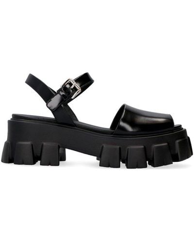 Prada Monolith Chunky Platform Sandals - Black
