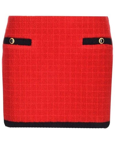 Alessandra Rich Tweed Mini Skirt - Red