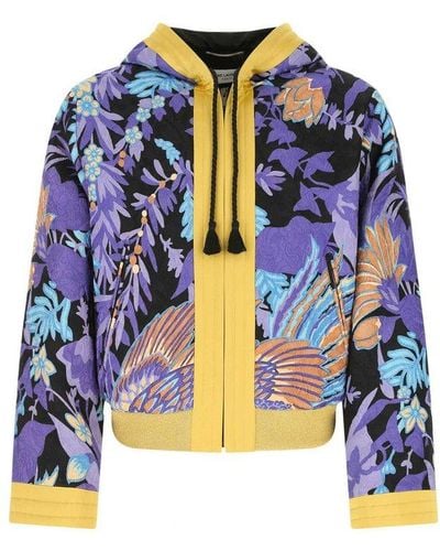 Saint Laurent Black Teddy Phoenix Kimono Jacket - Men's - Spandex/elastane/cupro - Blue