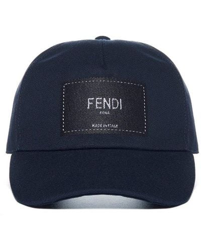Fendi Logo-patch Cotton Cap - Blue