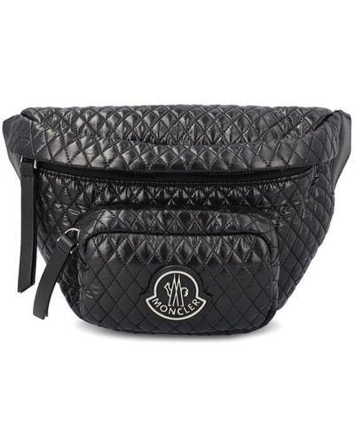 Moncler Logo Patch Quilted Belt Bag - Black