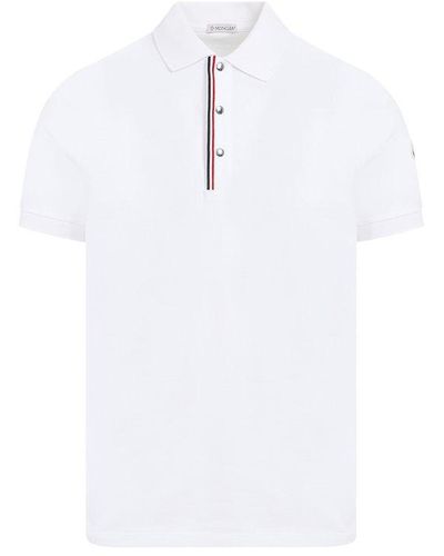 Moncler Short Sleeved Logo Patch Polo Shirt - White