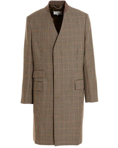 Maison Margiela Checked Single-breasted Coat - Brown