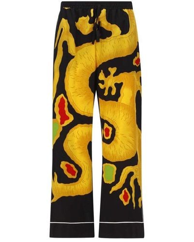 Valentino Drawstring Wide Leg Cropped Trousers - Yellow