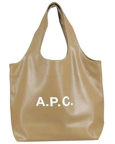 A.P.C. Logo Printed Tote Bag - Natural