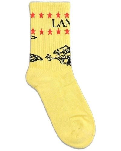 Lanvin X Future Logo And Eagle Socks - Yellow