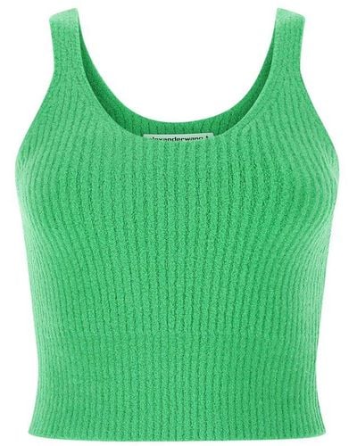 T By Alexander Wang Round Neck Knitted Tank Top - Green