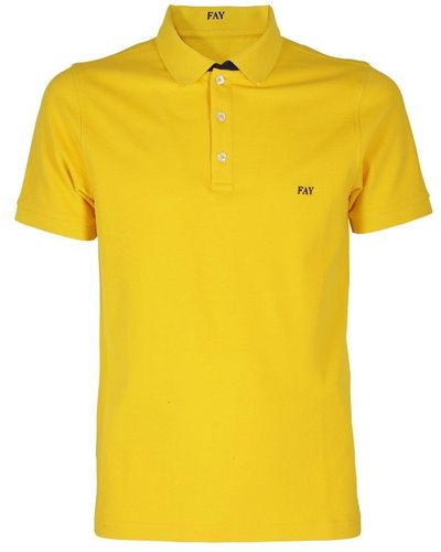 Fay Logo-embroidered Short-sleeved Polo Shirt - Yellow