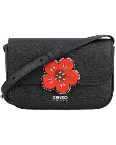 KENZO Discover Floral-Print Faux Leather Messenger Bag for Men