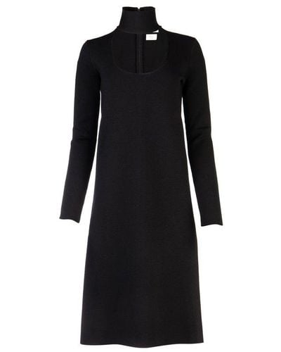 Bottega Veneta Cut-out Long-sleeved Midi Dress - Black