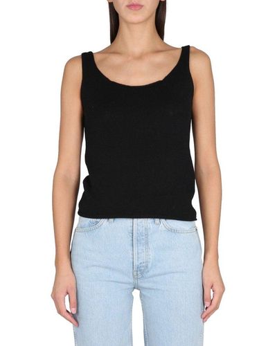 Aspesi Scoop-neck Knitted Top - Black