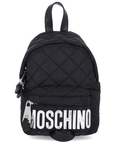 Moschino Quilted Logo Mini Backpack - Black