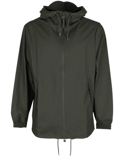Rains Drawstring Hooded Jacket - Green