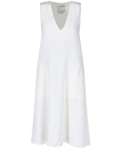 Sa Su Phi V-neck Sleeveless Dress - White